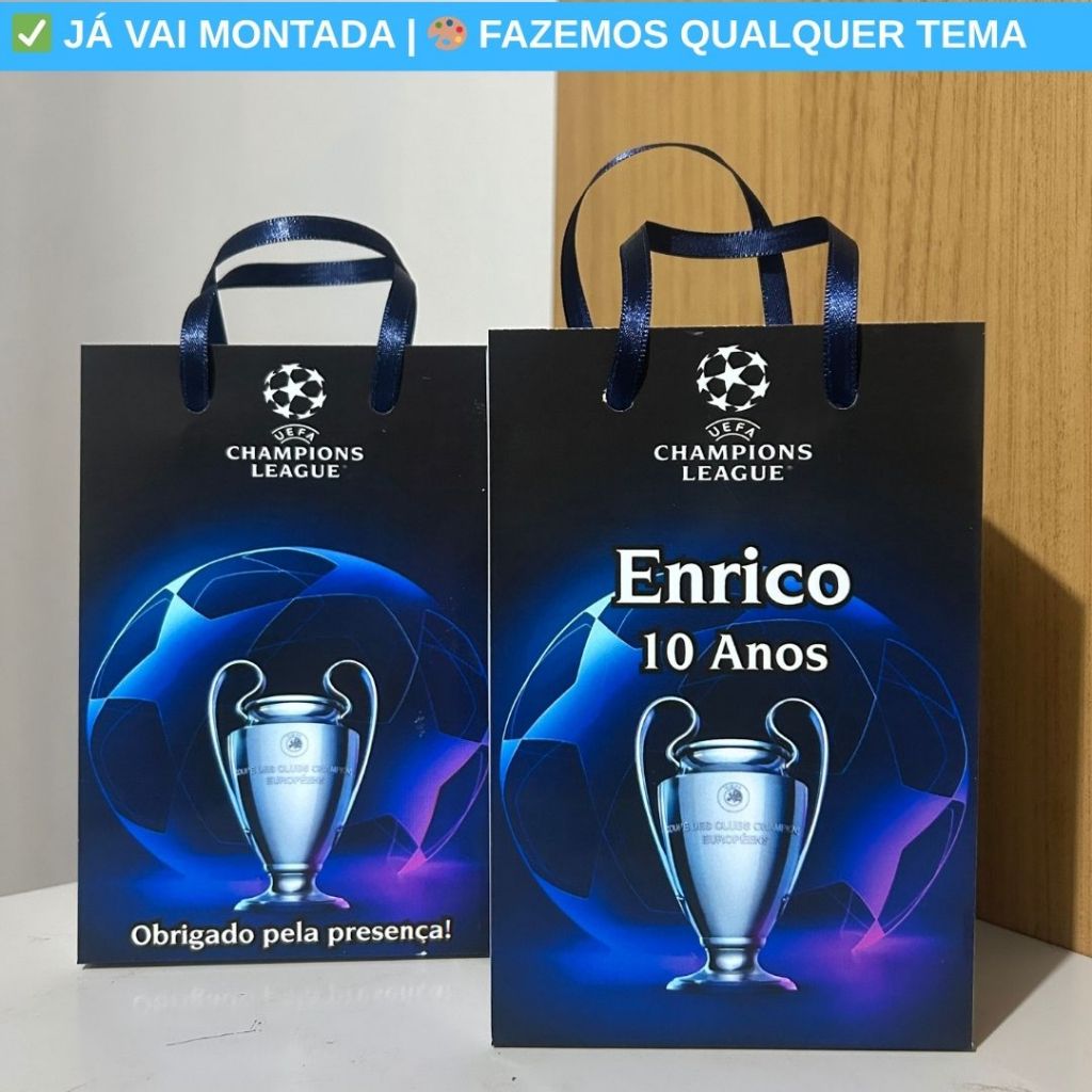 Sacolinha Surpresa Personalizada Champions League Festa Infantil | Lembrancinha Aniversário Tema