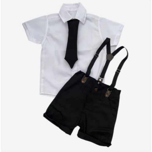CONJUNTO festa PODEROSO CHEFINHO BRANCA LISA roupa infantil para menino Camisa Gravata Bermuda e Suspensório em Oferta na Shopee
