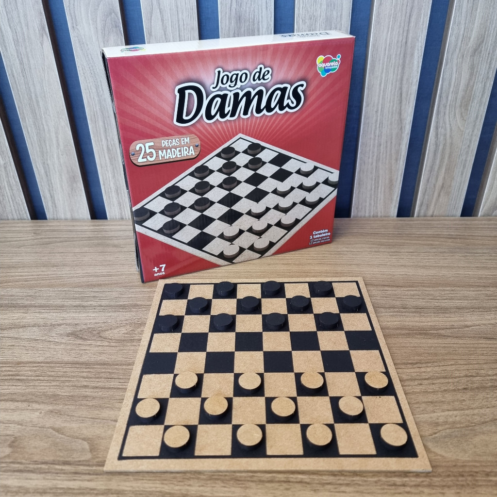 Jogo de Damas em Madeira Aquarela Brinquedos 25 Peças — imagem 2 de 2