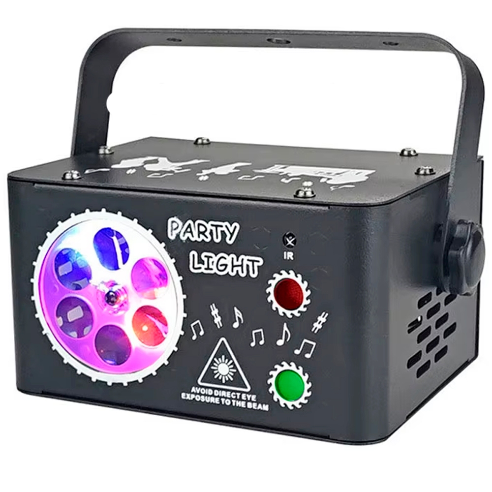 Canhão de Luz Refletor P Palco Festa 2 em 1 LED RGB Laser Controle Estroboscópio Palco KTV