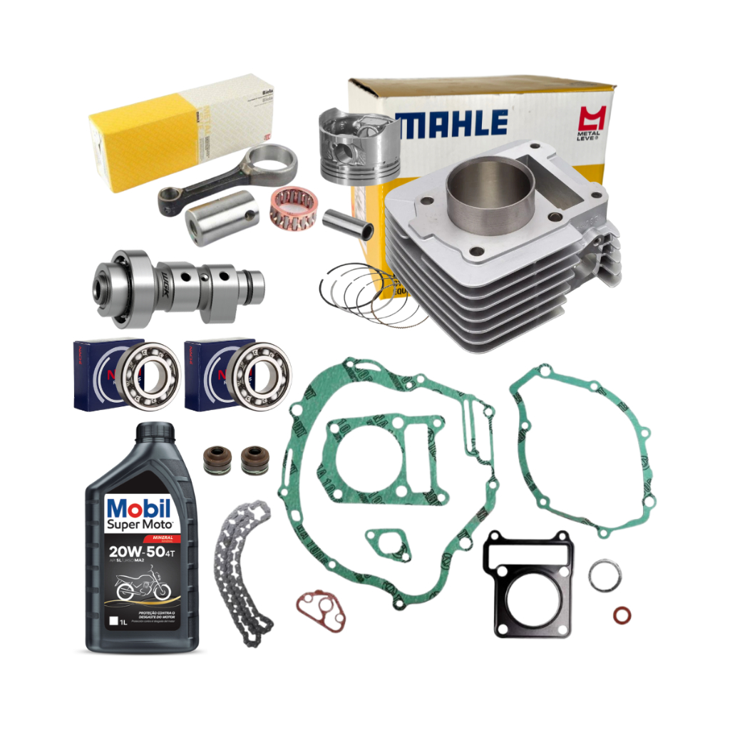 Kit Cilindro Motor Metal Leve YBR 125 até 2016 Juntas Óleo Biela Corrente em Oferta na Shopee