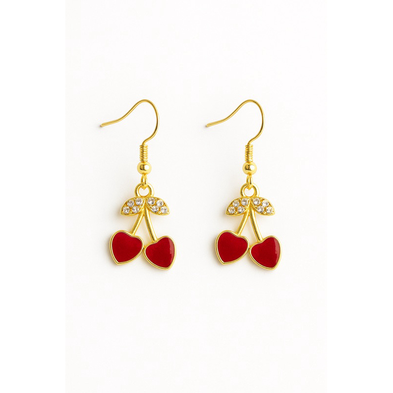 Brinco Coração Dourado com Pedrinhas – Estilo Delicado e Charmoso em Oferta na Shopee