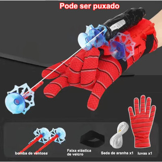 Luva Lança Dardos Homem Aranha Infantil Brinquedo Spider Man Herói Lançador Teia Ventosa