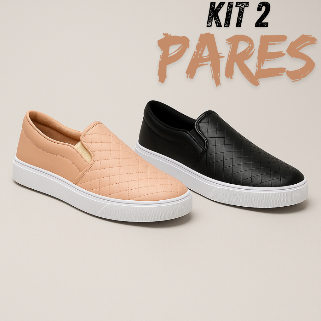 Kit 2 Pares Tênis Feminino Sapatênis Confortável para o Dia a Dia com Elástico em Oferta na Shopee