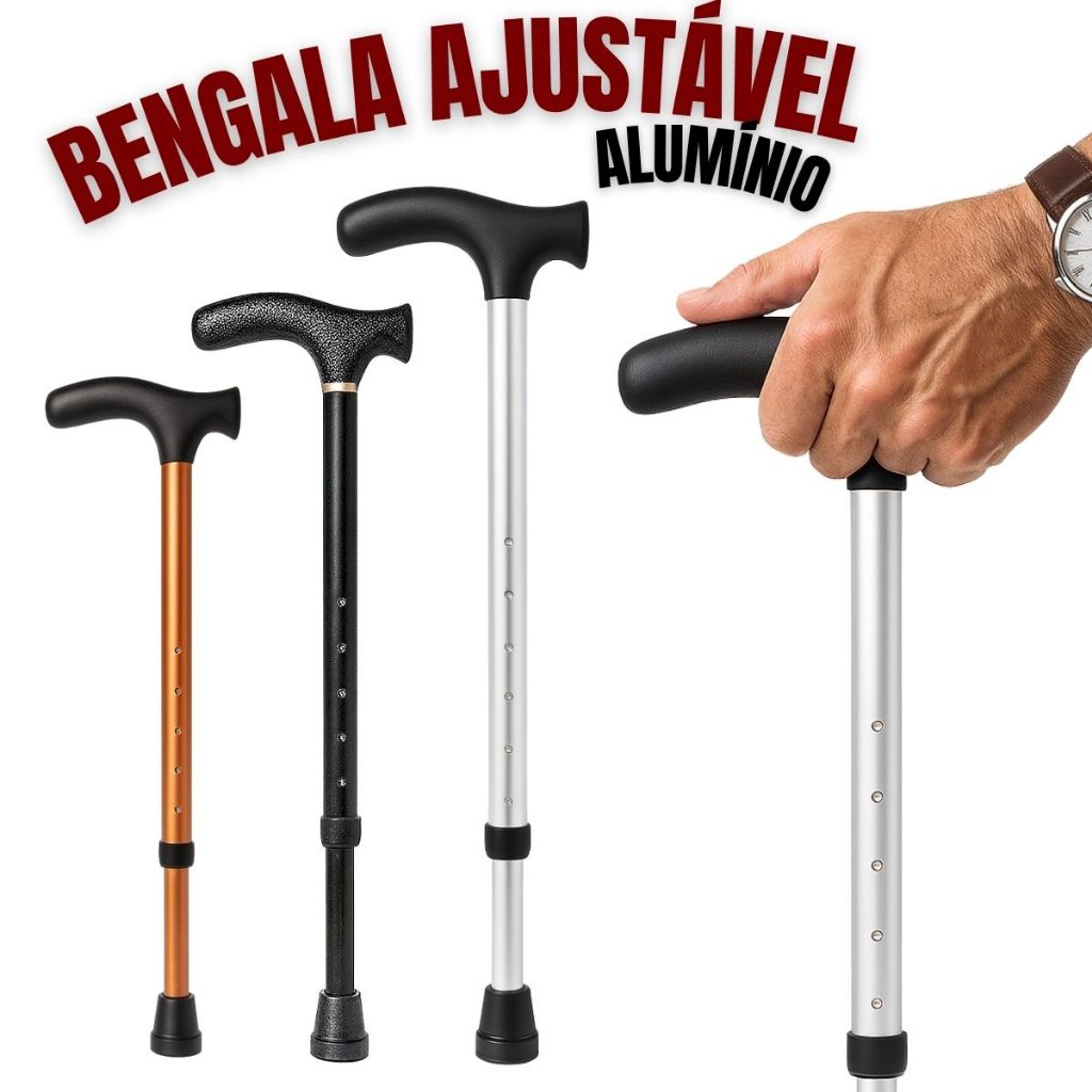 Bengala Ortopédica para Idoso Alumínio Reforçada 6 Ajustes muleta ajustavel regulavel aluminio velho apoio