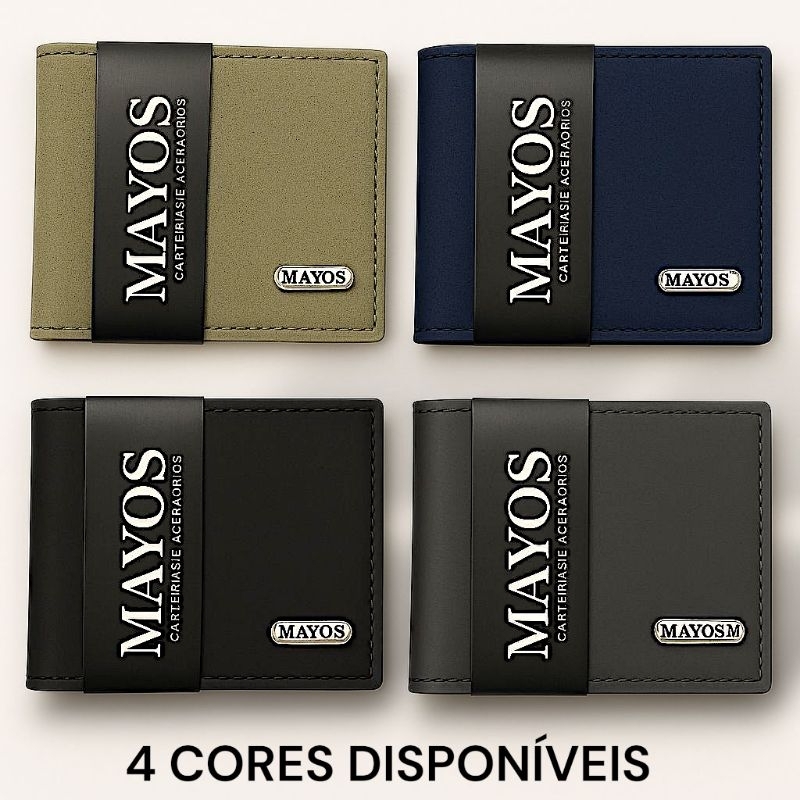 Carteira Masculina Couro Sintético MAYOS - (ACOMPANHA CAIXINHA).