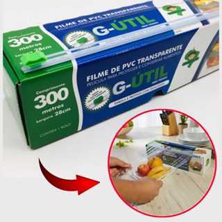 Filme PVC 28cm X 300 Metros - Plástico Filme de PVC com Trilho Cortador - COM LÂMINA DE CORTE em Oferta na Shopee