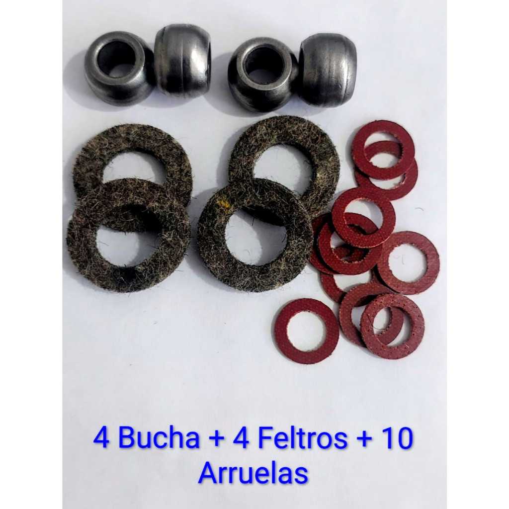 Kit C/ 4 Buchas + 4 Feltro + 10 Arruelas Arno em Oferta na Shopee