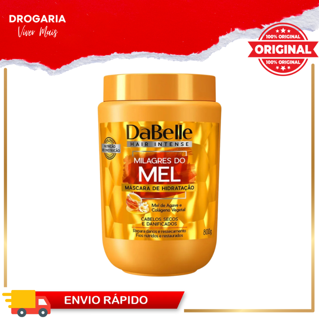 MÁSCARA CAPILAR DABELLE 800G MILAGRES DO MEL.