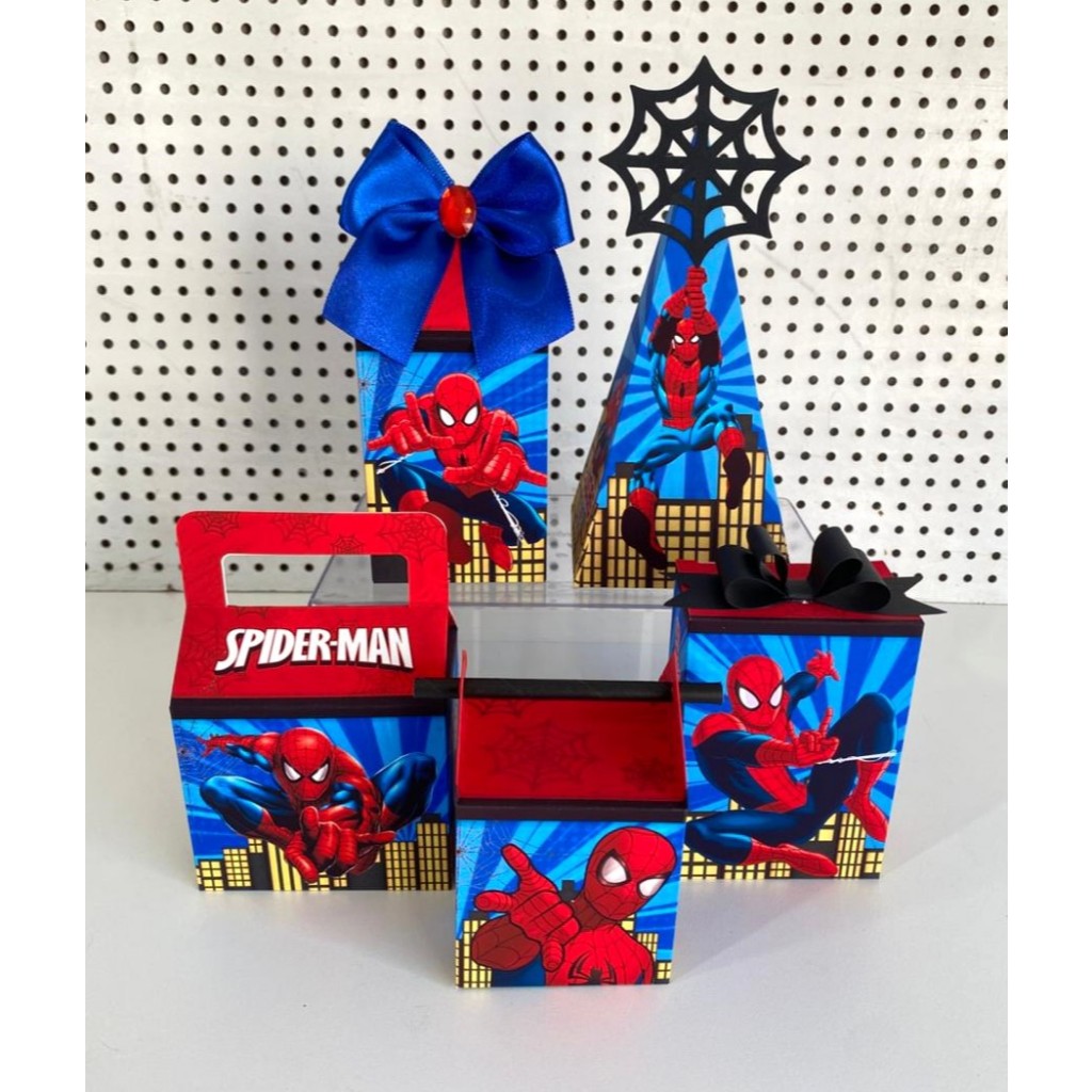 Kit Festa Personalizado Homem Aranha, Caixas Pegue e Monte, Lembrancinha Homem Aranha