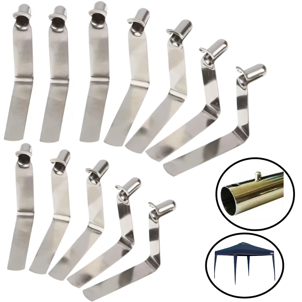 Kit 12 Pino Mola Trava Click Tubo Pressão Guarda Sol Tenda Remo Tripés Mono Pes Extensores