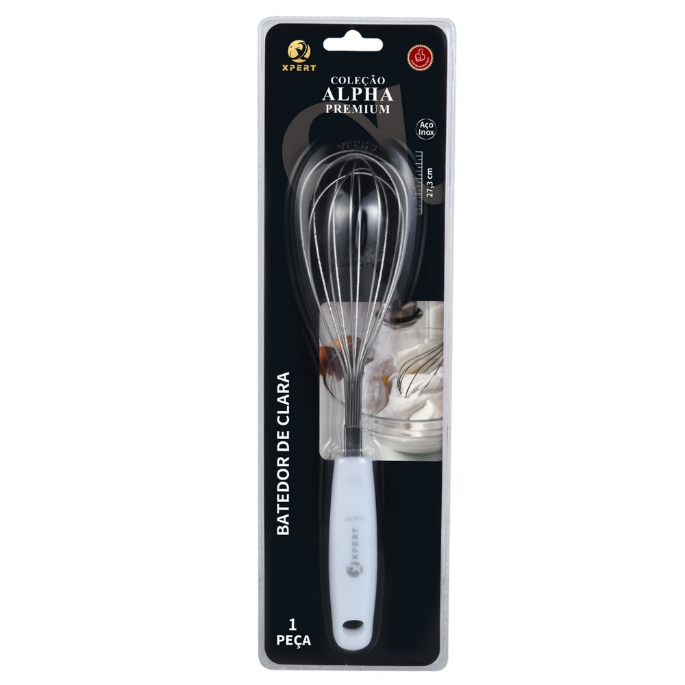 Batedor Fouet de Clara Profissional em Aço Inox Premium Cabo Branco – Leve, Resistente e Elegante