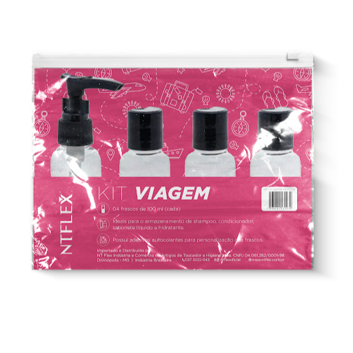 Kit Viagem Frascos Transparentes 100ml 4 Peças Compacto em Oferta na Shopee