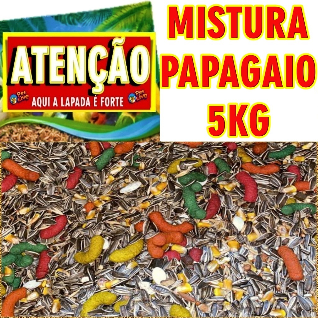 5 KG de Mistura para Papagaios, Araras e Maritacas 5kg - Mix de frutas