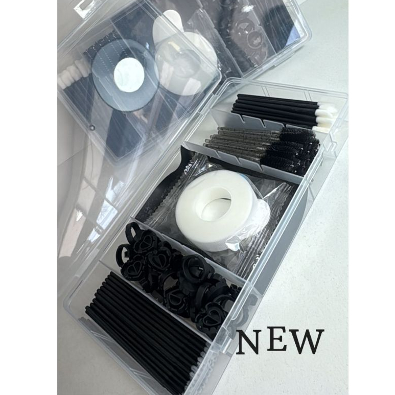 KIT LASH PORTÁTIL - CAIXA ORGANIZADORA DE FERRAMENTAS PARA CÍLIOS COM FITA
