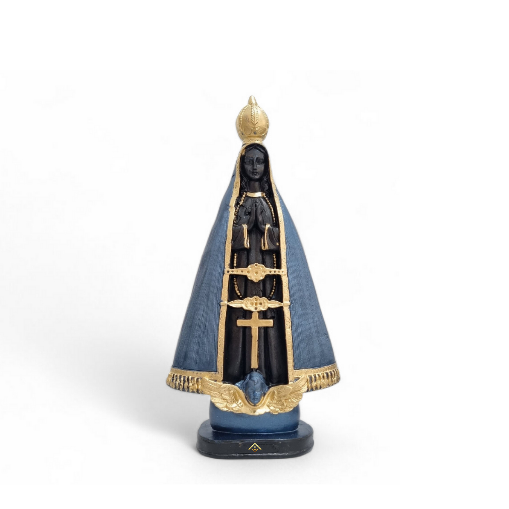 Imagem Nossa Senhora Aparecida 30cm Gesso Azul Escultura Religiosa Para Altar Decoração ou Presente