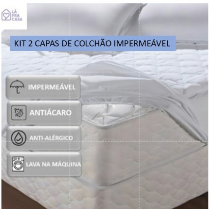 KIT 2 Capas de Colchão Impermeável Casal Antiácaro Antimofo Silenciosa Protetor de Colchão Casal