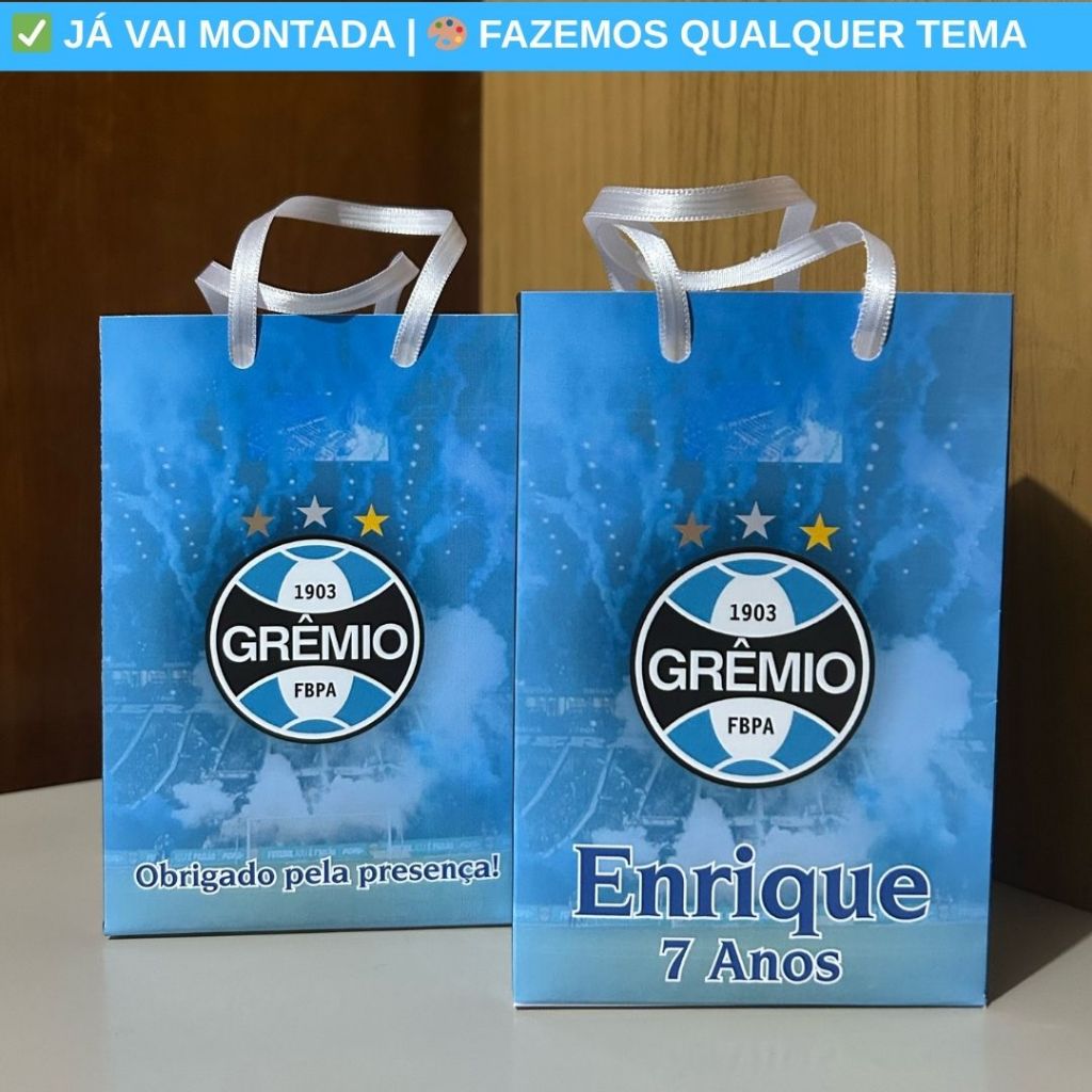 Sacolinha Surpresa Personalizada Gremio Futebol Tema Festa Infantil | Lembrancinha Aniversário