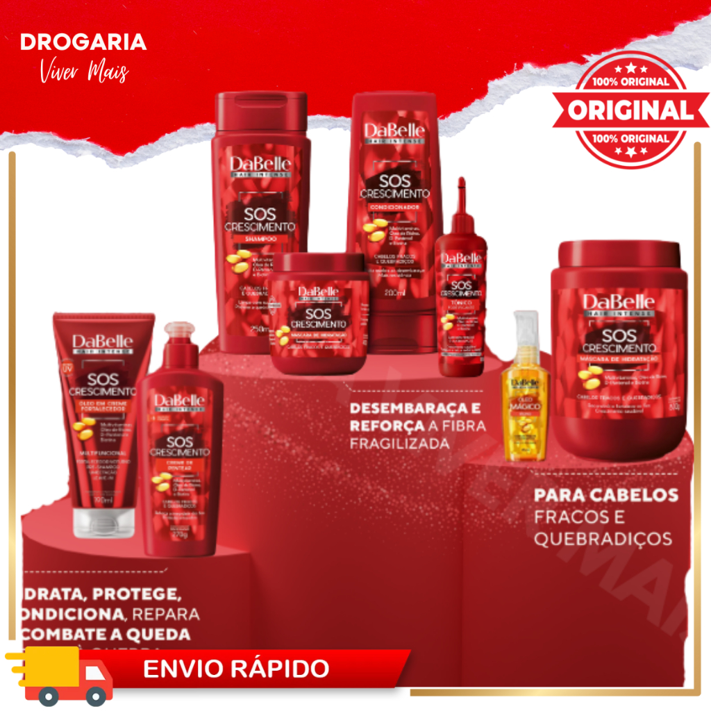 Kit Dabelle SOS Crescimento (7 itens) em Oferta na Shopee