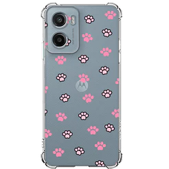 Capa para MOTOROLA G06 proteção de borda Animal Onça Coração Delicada transparente