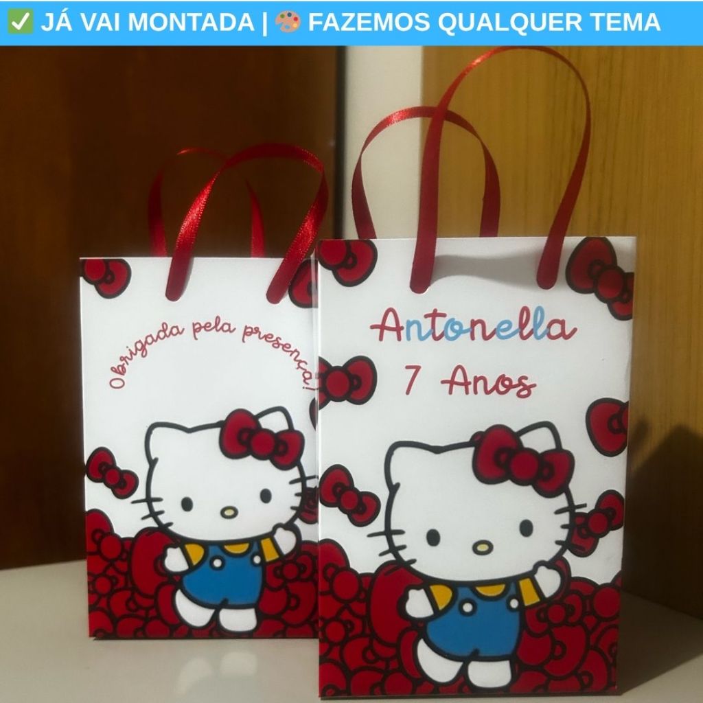 Sacolinha Surpresa Personalizada Hello Kitty Vermelha Festa Infantil | Lembrancinha Aniversário Tema