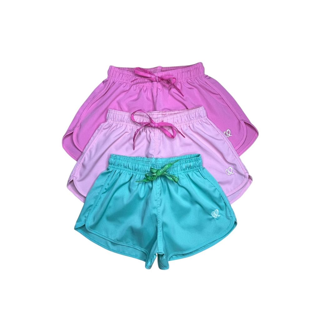 Short Kit 3 Peças Tactel para Meninas Infantil Juvenil Moda Praia Verão Piscina Férias Dia das Crianças 10-16