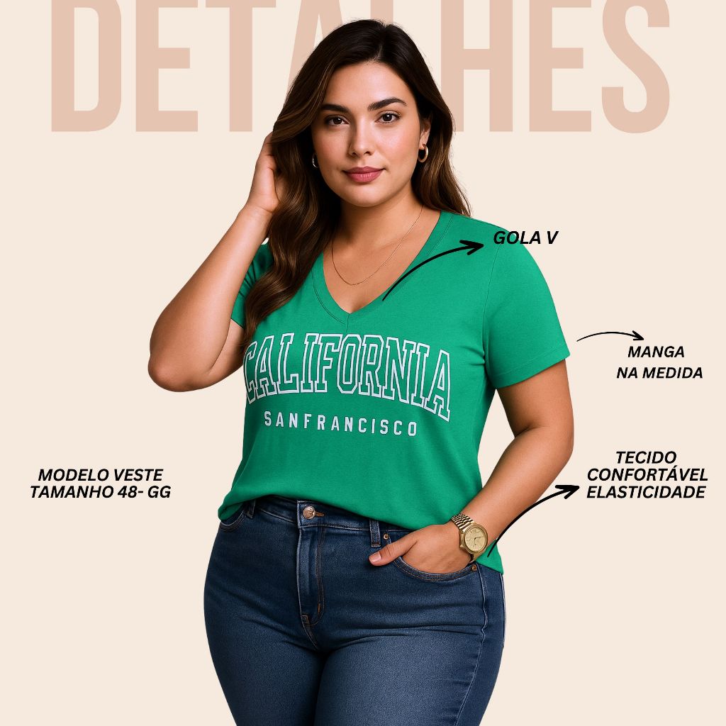 Blusa Feminina Estilosa Verão Tecido Confortável Estampa exclusiva Tamanho M ao G1 Pluz Size