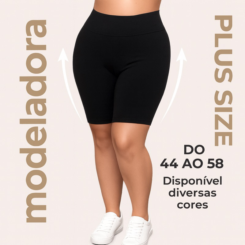 Kit 2 Bermudas Plus Size Feminina Suplex em Oferta na Shopee
