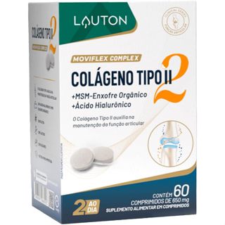 Colágeno Tipo 2 com Ácido Hialurônico + Enxofre Orgânico MSM - Moviflex Lauton em Oferta na Shopee