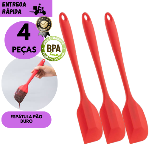 Kits 4/3 ou 2 Espátula Vermelha Pão Duro de Silicone Cozinha Confeitaria Misturar Massa Utensílio