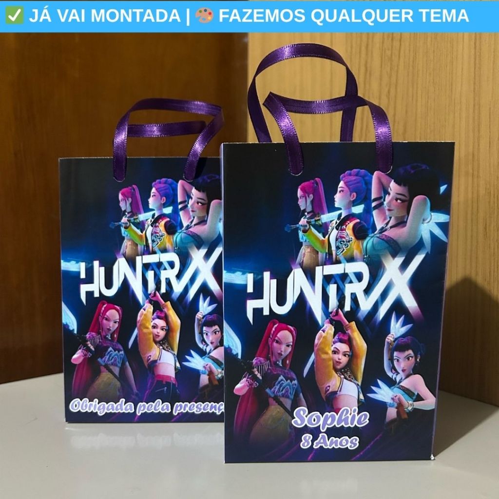 Sacolinha Surpresa Personalizada Huntrix Guerreiras do Kpop Festa Infantil Lembrancinha Aniversário