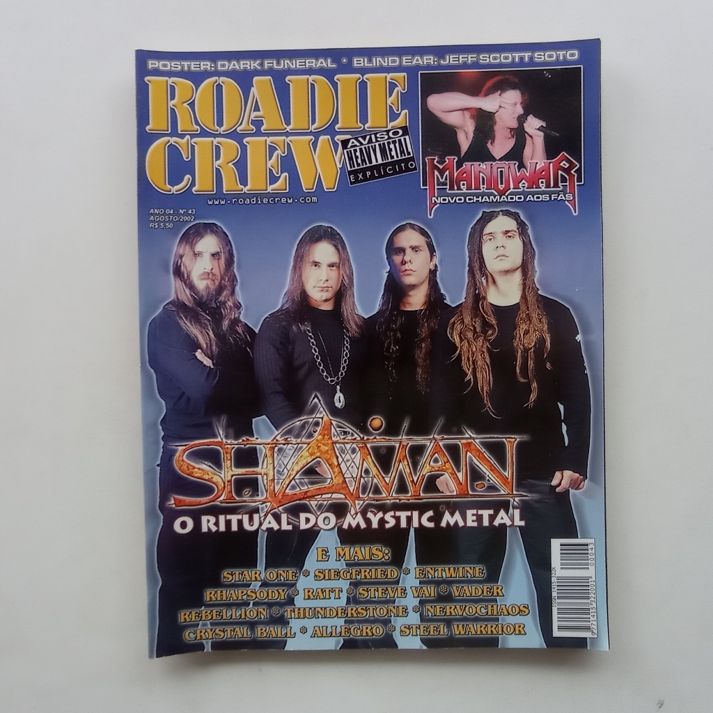 Revista Roadie Crew Nº 43 - Ago/2002 - Shaman / Manowar / Steve Vai