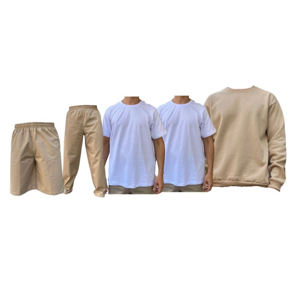 Kit Jumbo CDP 2 Camisetas Branca + 1 Bermuda + 1 Calça Sarja + 1 Blusa Moletom Penitenciaria Detento em Oferta na Shopee