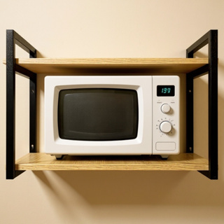 Prateleira Suspensa 50cm Industrial Suporte Microondas Forno Air Frier Impressora Aço Madeira Pinus em Oferta na Shopee
