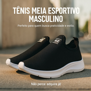 Tênis Masculino Confortável Ortopédico Calce Fácil Meia Sem Cadarço 34 ao 44 em Oferta na Shopee