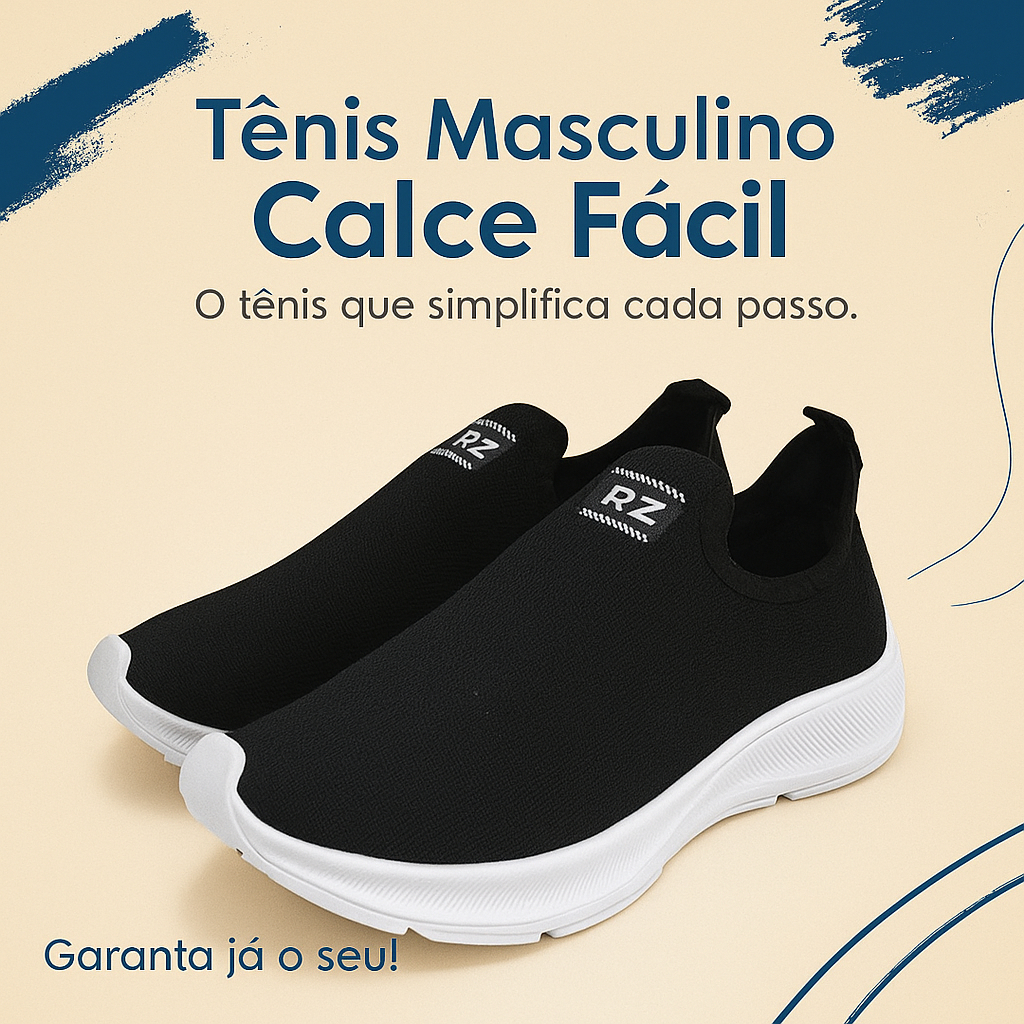 Tênis Calce Fácil Masculino Ortopédico Calce Fácil Slip On Confortável Casual 34 ao 44