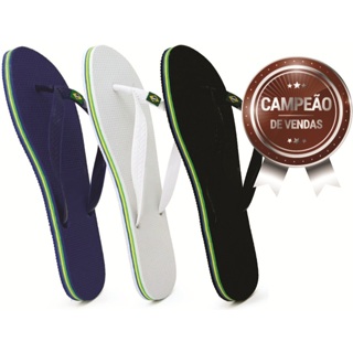 KIT 02 PARES CHINELO BANDEIRINHA UNISSEX FILETADO TRADICIONAL ORIGINAL TOP em Oferta na Shopee