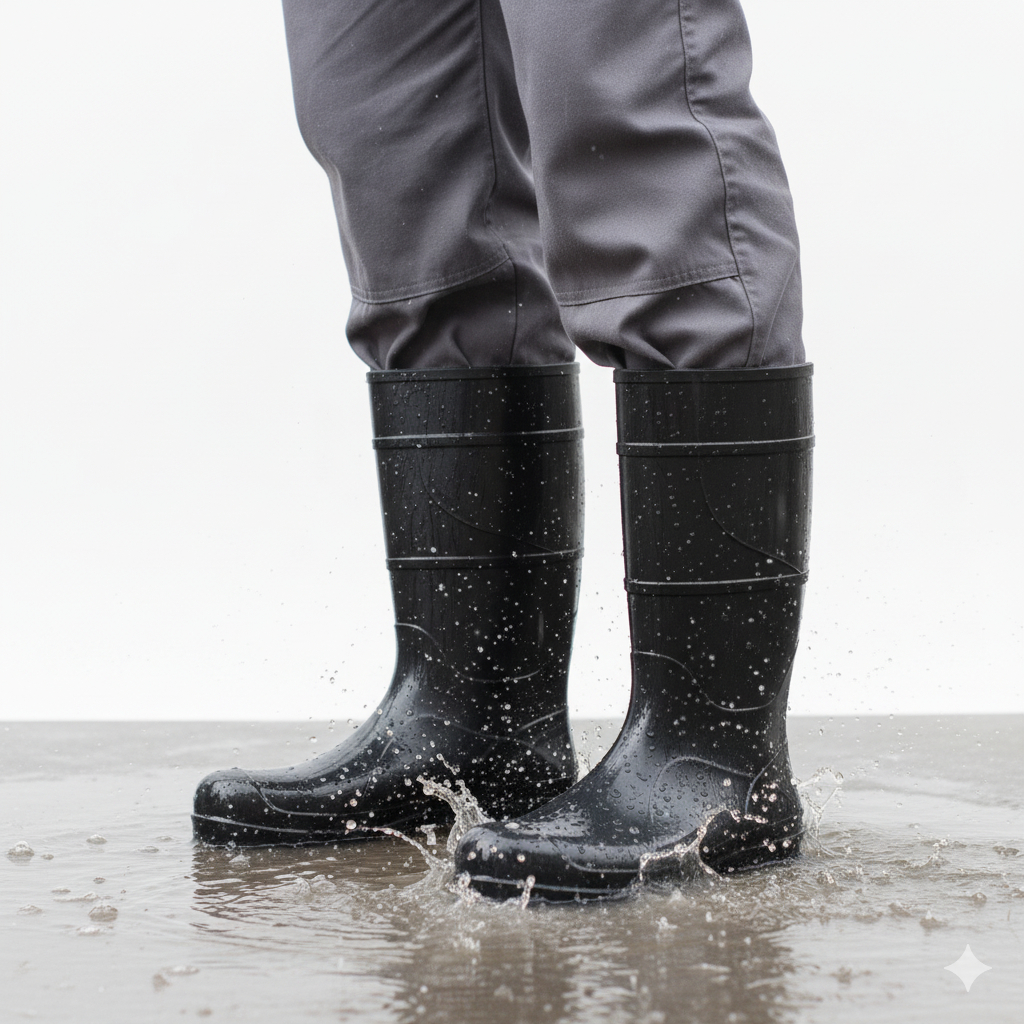 Bota de pvc galocha preta antiderrapante unisex pvc