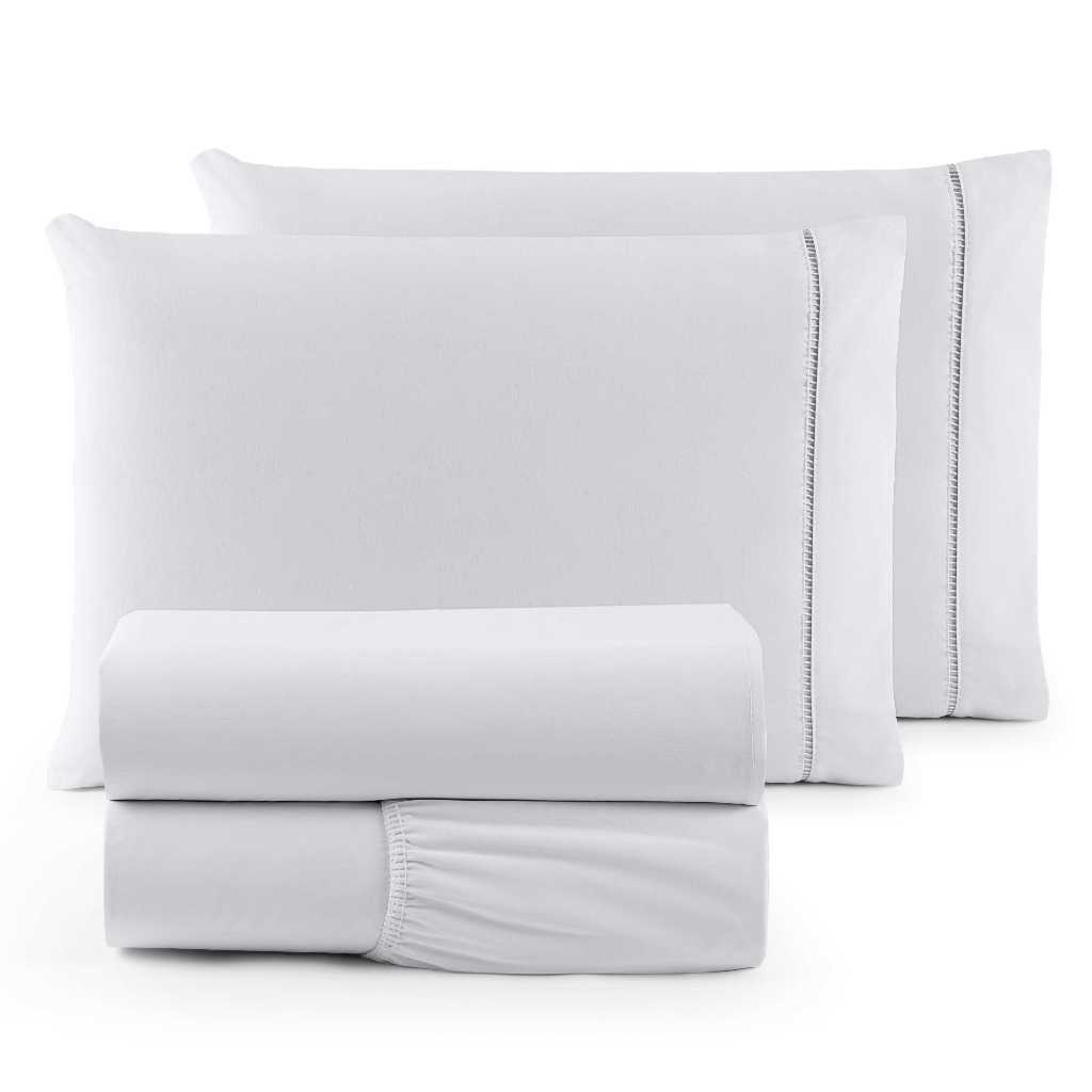 Kit Jogo de Lençol 04 Peças 600 Fios Egípcios Cama Casal Queen King Micropercal Macio Com e Sem Elástico em Oferta na Shopee