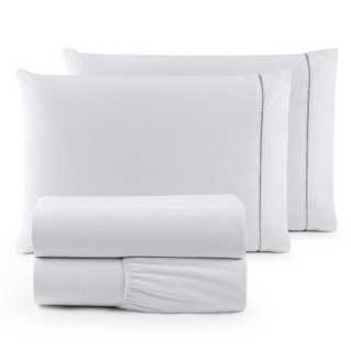 Kit Jogo de Lençol 04 Peças 600 Fios Egípcios Cama Casal Queen King Micropercal Macio Com e Sem Elástico em Oferta na Shopee
