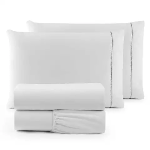 Kit Jogo de Lençol 04 Peças 600 Fios Egípcios Cama Casal Queen King Micropercal Macio Com e Sem Elástico