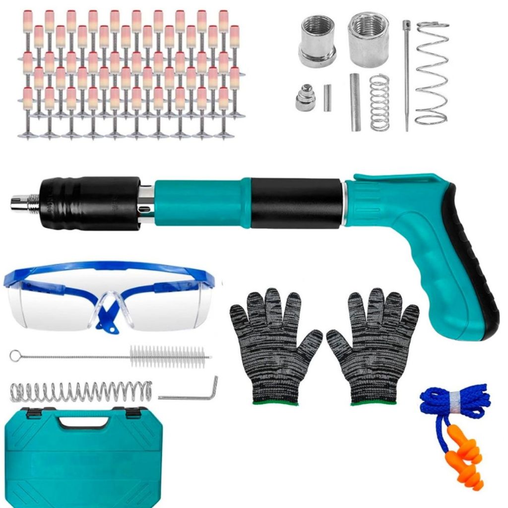Pistola de Fixação Finca Pino Ação Direta + 20 Rebites Gesso Drywall Madeira JanelaXHL_STORE