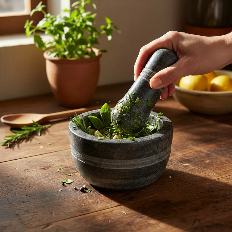 Pilão Almofariz pedra sabão + Brinde em Oferta na Shopee