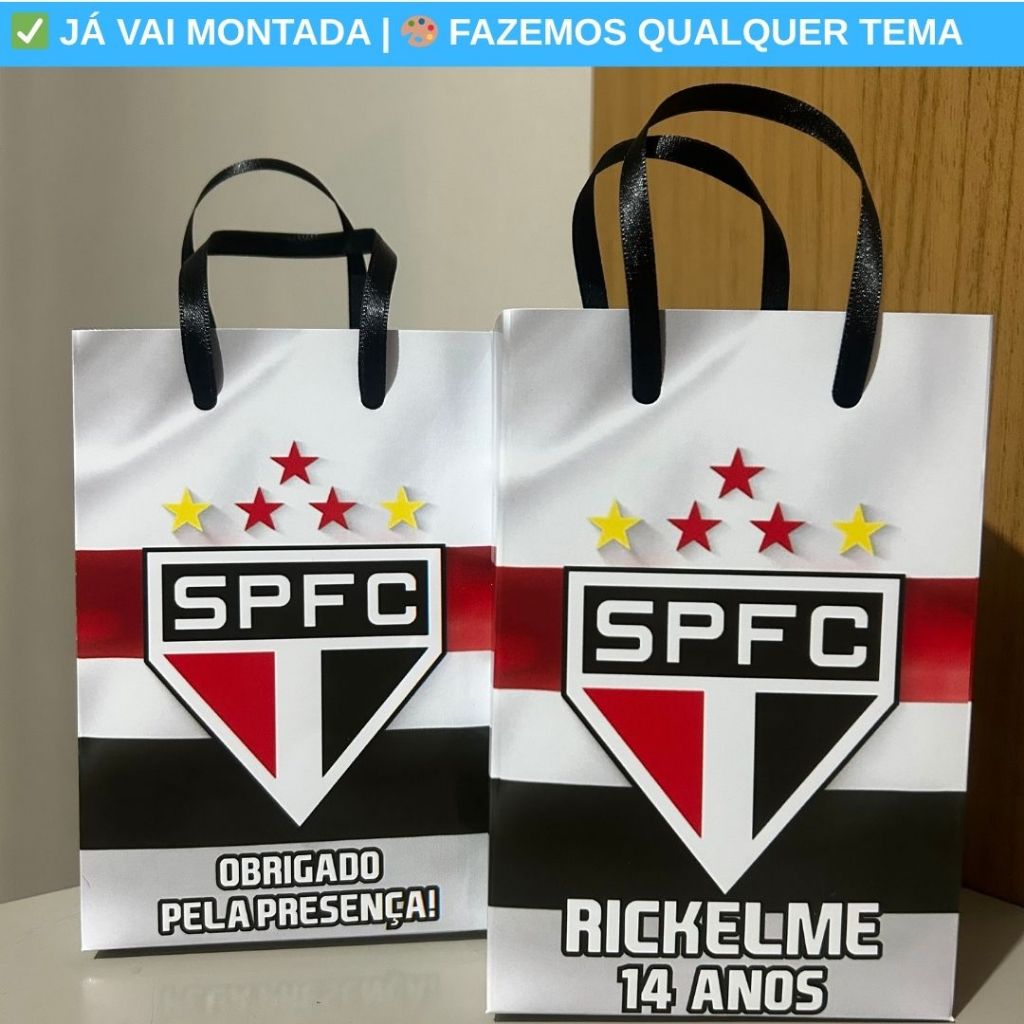 Sacolinha Surpresa Personalizada São Paulo Futebol Tema Festa Infantil | Lembrancinha Aniversário