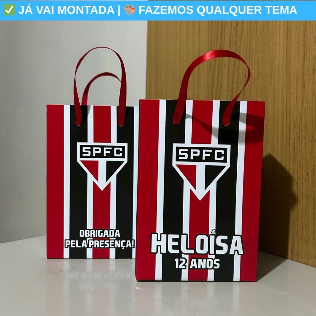 Sacolinha Surpresa Personalizada São Paulo Vermelho Tema Festa Infantil | Lembrancinha Aniversário