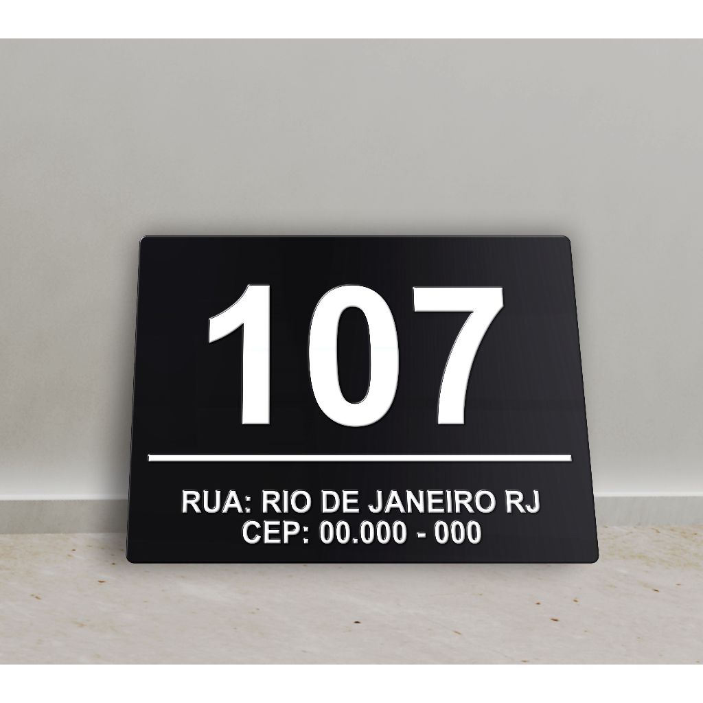 Placa Personalizada Número de Casa Endereço Residencial Acrílico  25x15cm