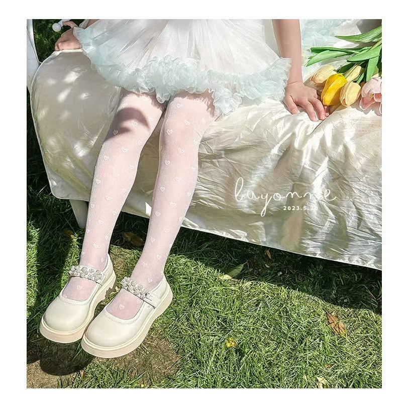Meia Calça Arrastão De Coracao Branco e Rosa Infantil Criança Fino Serve 2-12 anos em Oferta na Shopee