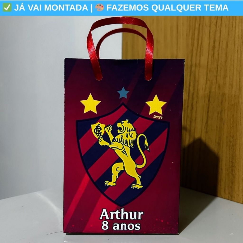 Sacolinha Surpresa Personalizada Sport Recife Futebol Tema Festa Infantil | Lembrancinha Aniversário
