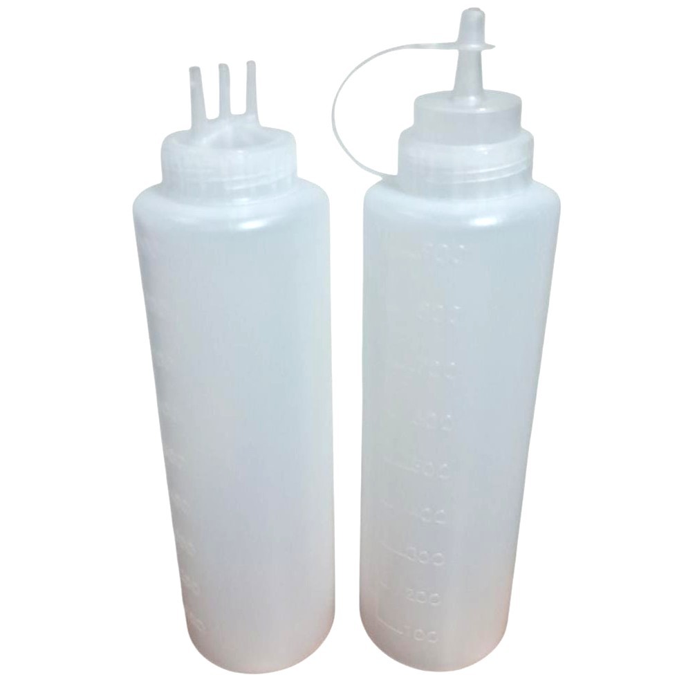 Kit 1 Bisnaga De 1litro E 1 Bisnaga 3 Bicos Para Ketchup Mostarda Maionese Molho Donuts