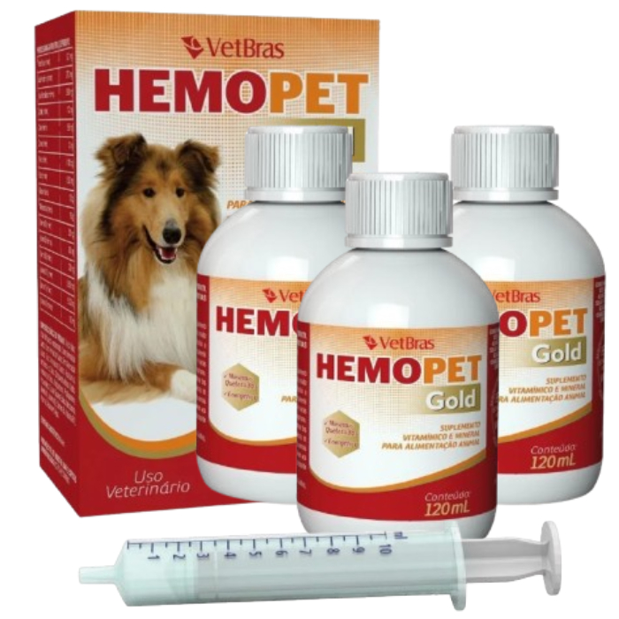 3 Unidades Hemopet Gold Suplemento Vitamínico 120ml Vetbrás
